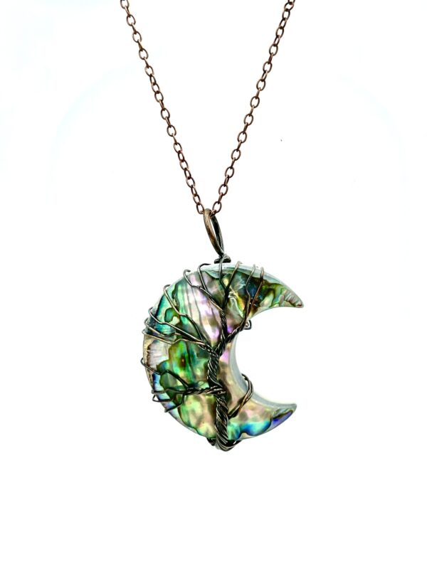 Tree of Life Stone Half Moon Necklace